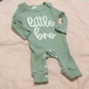 Cozy Green 'Little Bro' Ribbed Bodysuit